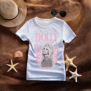 Dolly Parton tribute Pink Butterfly Portrait T-Shirt