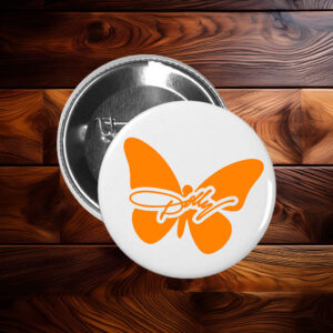 Dolly Butterfly Pin Back Button