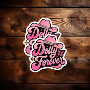 Dolly Forever Country Music Vintage Pink Butterfly Sticker