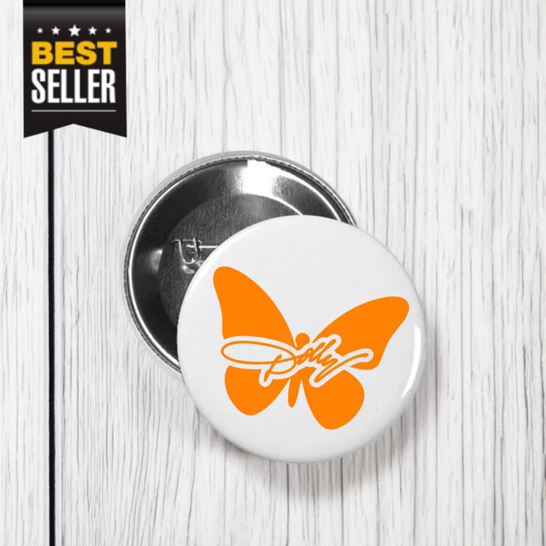 Dolly Orange Butterfly UT Knoxville Pin Button