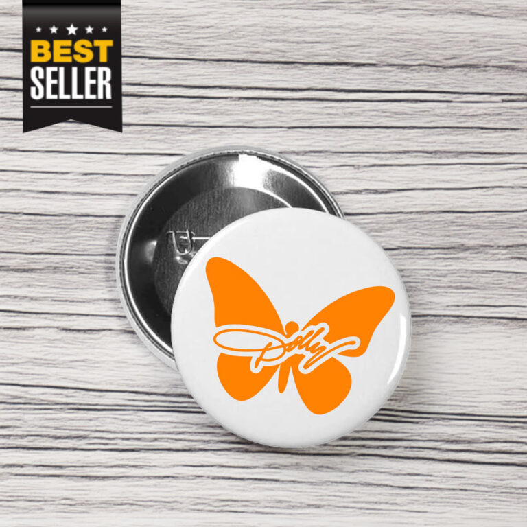 Dolly Orange Butterfly UT Knoxville Pin Button
