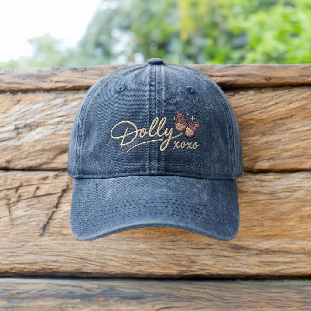 Dolly XOXO Embroidered Butterfly Dad Hat