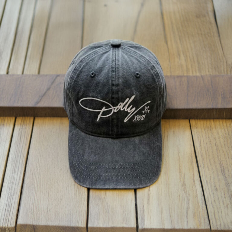 Embroidered Dolly Signature Washed Baseball Cap